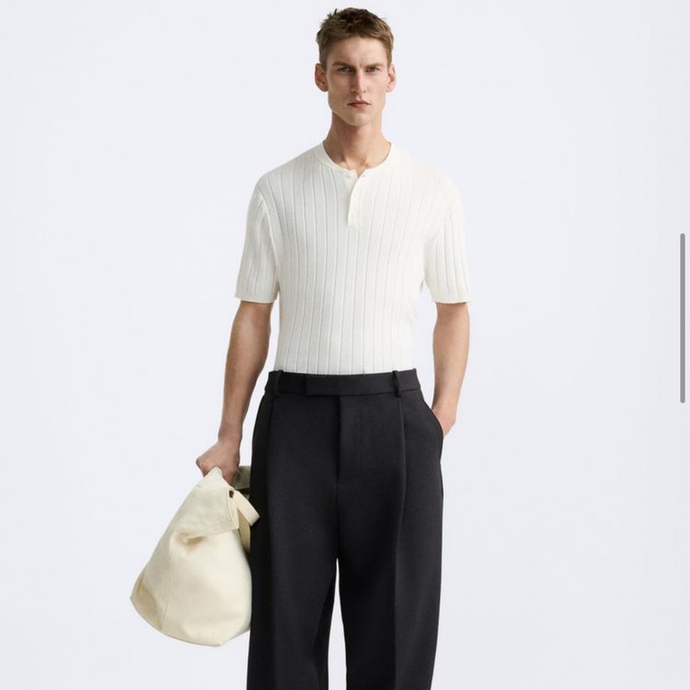 Ribbed Knit T-Shirt